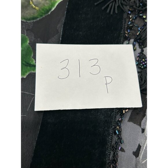 Floral Embroidered Sheer Burn Out Kimono Cardigan Fringe Beads Boho Whimsigoth - Picture 6 of 6